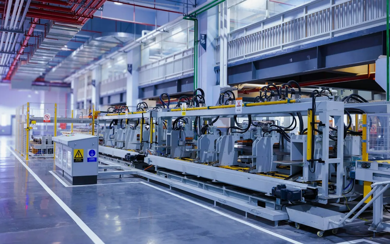 Automated production line in a modern factory